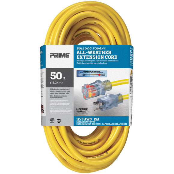 Prime Wire and Cable 50ft 12/3 SJTOW Bulldog Tough® Oil Resistant Extension Cord (50' 12/3)