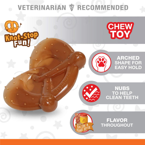 Nylabone Power Chew Pretzel Dog Toy Bacon & Peanut Butter