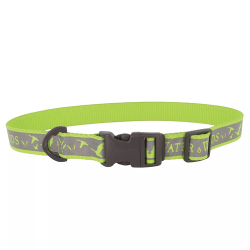 Coastal Pet Products Water & Woods Adjustable Reflective Dog Collar (Medium - 1 x 14-20, Water & Woods Lime)