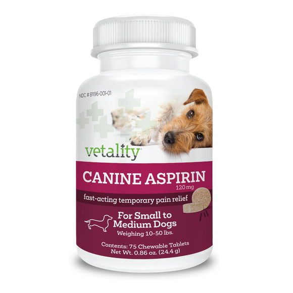 Vetality Canine Aspirin (Small-Medium Dogs, 75 Ct)