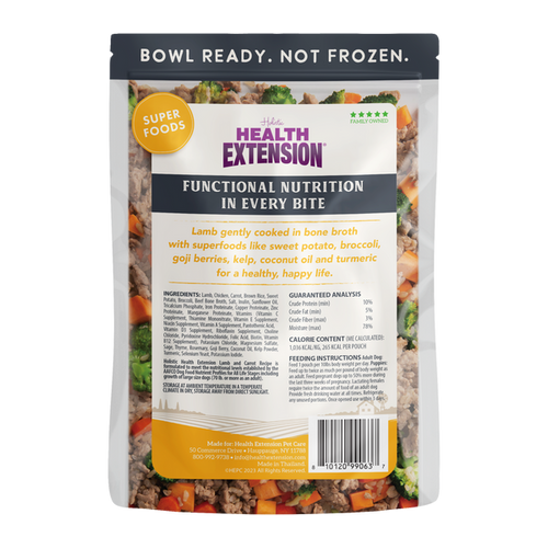 Health Extension Gently Cooked Lamb And Carrot Recipe for Dogs (9 oz Pouch)