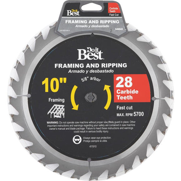 Do it Best 10 In. 28-Tooth Framing & Ripping Circular Saw Blade