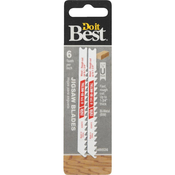 Do it Best U-Shank 3-5/8 In. x 6 TPI Bi-Metal Jig Saw Blade, Wood 1-3/4 In. Thick (2-Pack)