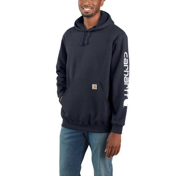 Carhartt Loose Fit Midweight Logo Sleeve Graphic Sweatshirt in New Navy