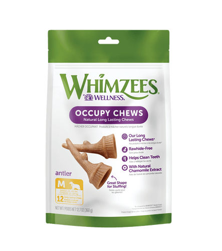 Whimzees Antler Natural Long Lasting Occupy Dog Chews Value Bag