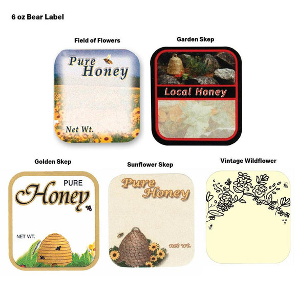 Mann Lake Bear Labels for Honey Bottles 6 oz