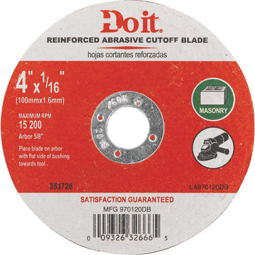 Do it Type 1 4 In. x 1/16 In. x 5/8 In. Masonry Cut-Off Wheel