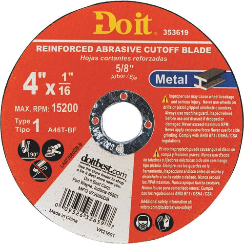 Do it Type 1 4 In. x 1/16 In. x 5/8 In. Metal Cut-Off Wheel
