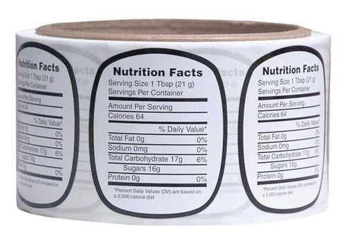 Mann Lake Nutrition Label - Roll of 250