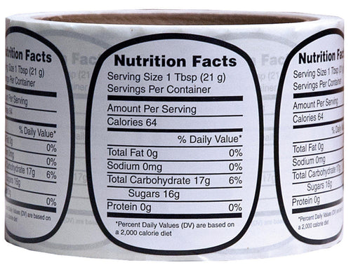 Mann Lake Nutrition Label - Roll of 250