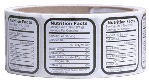 Mann Lake Nutrition Label - Roll of 250