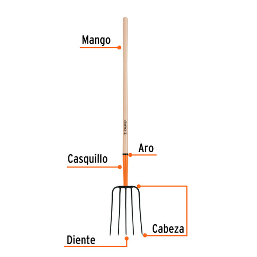 Truper ToolsStraw Pitchfork, 5 Tines, Long Handle 48