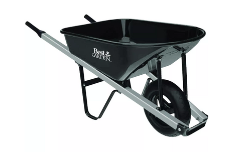 Best Garden 5.5 Cu. Ft. Steel Wheelbarrow With Steel Handles