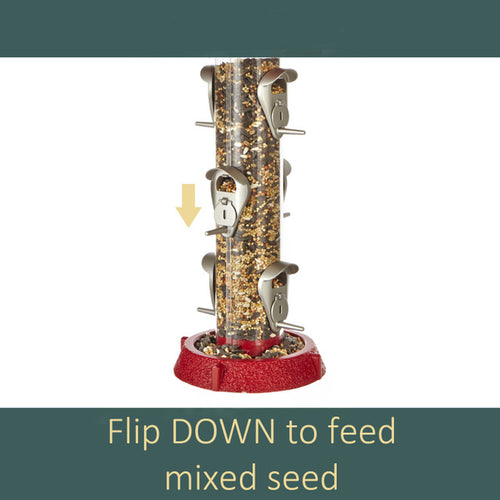 North States Village Collection 2-In-1 Hinged-Port Birdfeeder 6-Perch Red