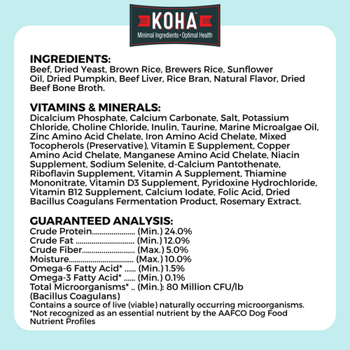 Koha Limited Ingredient Dry Bland Diet Beef & Brown Rice Recipe with Pumpkin for Dogs