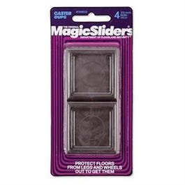 Caster Cup, Square, Non-Skid, Walnut, 1.75-In., 4-Pk.