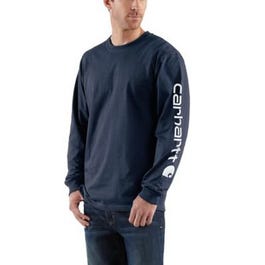 Carhartt Long Sleeve Navy Graphic Logo T-Shirt (Large)