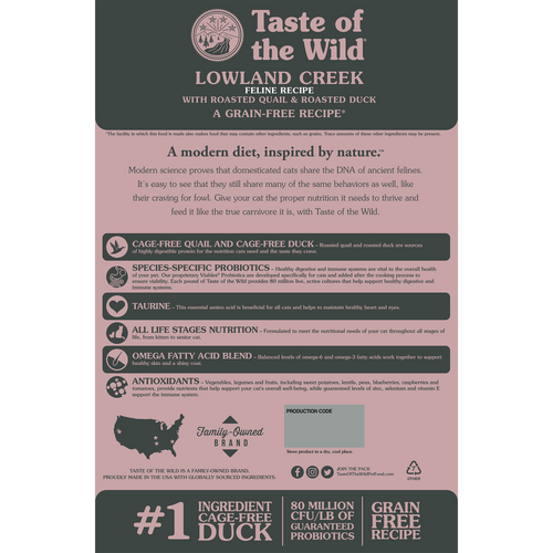 Taste Of The Wild Lowland Creek Feline Recipe with Roasted Quail & Roasted Duck (5-lb)