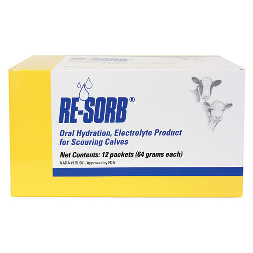 Zoetis® RE-SORB® Oral Hydration Electrolyte for Scouring Calves (2.26 oz - 12 Pack)